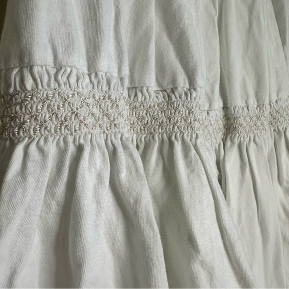 Amisu Off White Solid Color Tiered Women's Medium Midi Skirt - Picture 3 of 5